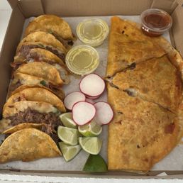 Tacos and quesadilla