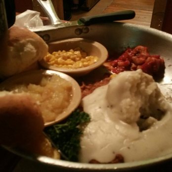 Lambert's Cafe - Ozark - Country Fried Steak with chunky apple sauce & corn. - American Near Me - Ozark, Missouri