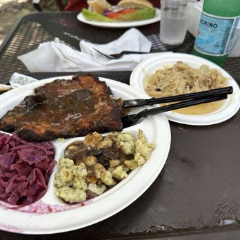 Yalaha Bakery - Hunter schnitzel, red cabbage, spaetzle and sauerkraut - Bakeries Near Me - Yalaha, Florida Yalaha Bakery - Hunter schnitzel, red cabbage, spaetzle and sauerkraut - Bakeries Near Me - Yalaha, Florida