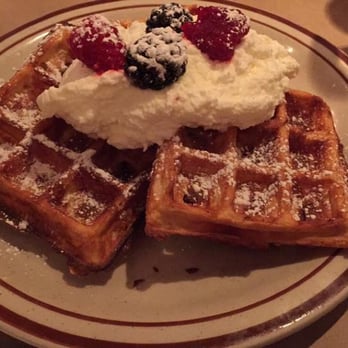 The Beehive - Homemade Belgium waffle with mascarpone and mixed berries - American Near Me - Boston, Massachusetts The Beehive - Homemade Belgium waffle with mascarpone and mixed berries - American Near Me - Boston, Massachusetts