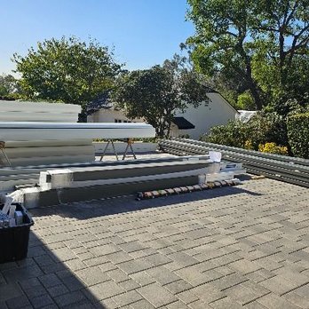 Vergola USA - Staged product for my custom painted steel 50' x 19' Vergola arrived for installation. - Patio Coverings Near Me - Gardena, California Vergola USA - Staged product for my custom painted steel 50' x 19' Vergola arrived for installation. - Patio Coverings Near Me - Gardena, California