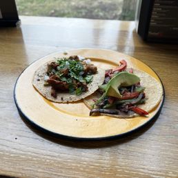 Taco de Pollo Adobado and Taco Vegetarian
