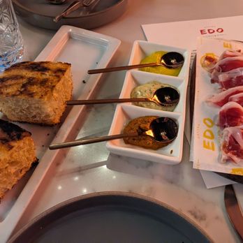 Edo Gastro Tapas And Wine - Olive oil coca bread and jamon Iberico paletilla. - Tapas/Small Plates Near Me - Las Vegas, Nevada