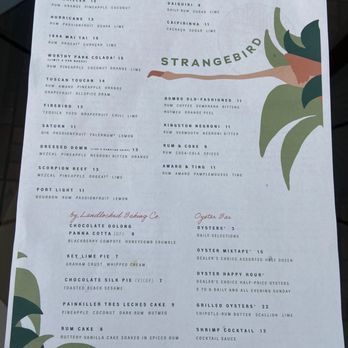 Strange Bird - menu - Tiki Bars Near Me - Indianapolis, Indiana