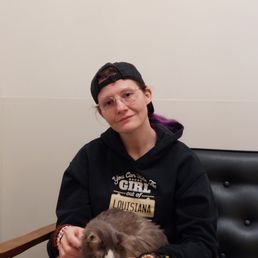(Although we were both wildly exhausted in this photo, the smile/grin my Human has was genuine, and I was as at peace as I ever could be at (Although we were both wildly exhausted in this photo, the smile/grin my Human has was genuine, and I was as at peace as I ever could be at