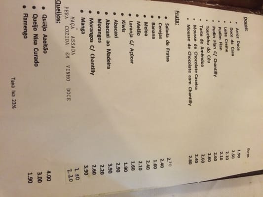 Menu photo 1 Restaurante Granja Velha Lisbon, 11 Menu photo 1 Restaurante Granja Velha Lisbon, 11