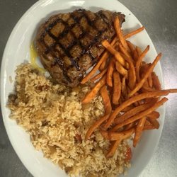 Steak and Cajun Rice with Sweet Potato