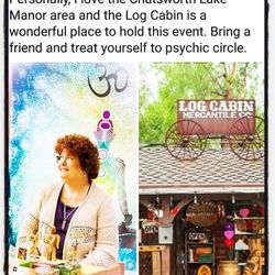 Log Cabin Mercantile Company - Join is for guided meditation and physic circles with mini angel card readings and private medium readings as well.