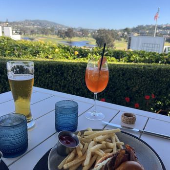 VUE - Aperol, beer, burger; outdoor view. - New American Near Me - Carlsbad, California VUE - Aperol, beer, burger; outdoor view. - New American Near Me - Carlsbad, California