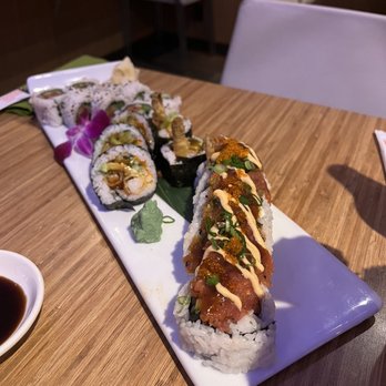 Pinto Thai Bistro - HH sushi rolls: Lava Roll, Ebi tempura roll, and Spicy Tuna Roll - Thai Near Me - Seattle, Washington
