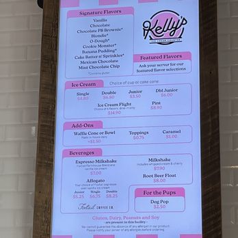 Foxtail Coffee - Kelly's Ice Cream menu - Coffee & Tea Near Me - Tallahassee, Florida