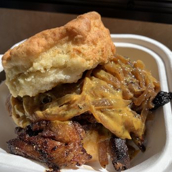 Pine State Biscuits - Brisket Biscuit with their special sauce - Southern Near Me - Portland, Oregon Pine State Biscuits - Brisket Biscuit with their special sauce - Southern Near Me - Portland, Oregon