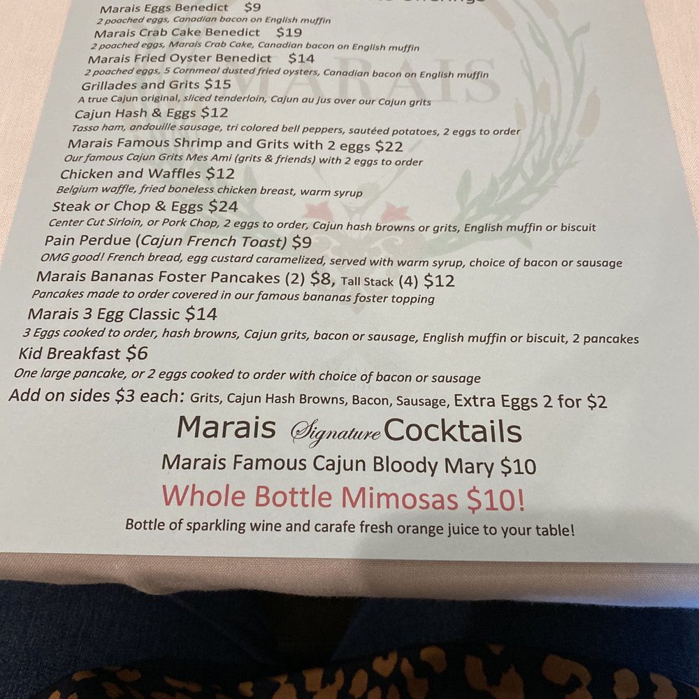Marais - Brunch Menu - Seafood Near Me - Dickinson, Texas Marais - Brunch Menu - Seafood Near Me - Dickinson, Texas