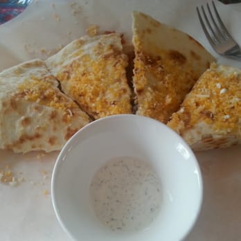 Get Real Coffee - Mediterranean quesadilla with unmelted cheese (served with a dill sauce) - Coffee & Tea Near Me - Green River, Wyoming