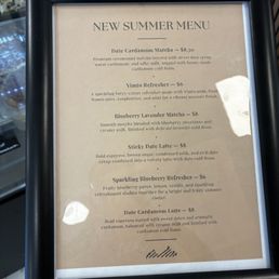 Summer menu Summer menu