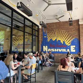 Ruby Sunshine Nashville - Patio seating with shade, fans, and heaters. - Breakfast & Brunch Near Me - Nashville, Tennessee Ruby Sunshine Nashville - Patio seating with shade, fans, and heaters. - Breakfast & Brunch Near Me - Nashville, Tennessee