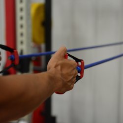 Targeted band work for shoulder rehab and rotator cuff strengthening.