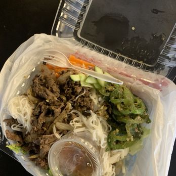 Rolls And Grill - This is the original excessively spicy lemongrass beef bowl. I removed all the chili and placed in a pile on the side. - Vietnamese Near Me - Bakersfield, California Rolls And Grill - This is the original excessively spicy lemongrass beef bowl. I removed all the chili and placed in a pile on the side. - Vietnamese Near Me - Bakersfield, California