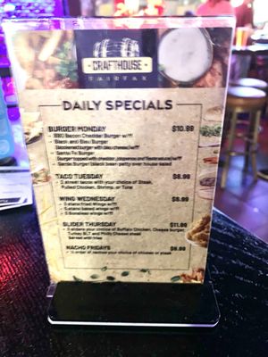 Menu photo 2 Crafthouse Fairfax, VA
