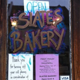 a sign in the window