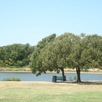 Bob Woodruff Park - Bench in the shade by the lake. - Parks Near Me - Plano, Texas