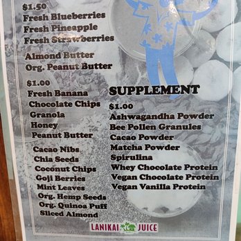 Lanikai Juice - Menu - Juice Bars & Smoothies Near Me - Kailua, Hawaii