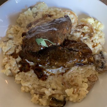 Rudolfo's - Braised Beef with BBQ Demi-Glaze over Mushroom Risotto - Italian Near Me - Pacific Grove, California