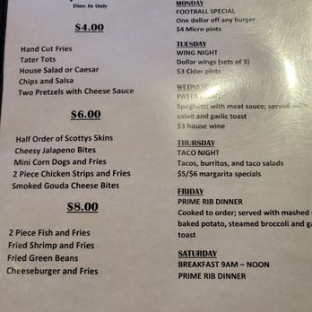 Scottys - Menu (Jan 2025) - American Near Me - Portland, Oregon