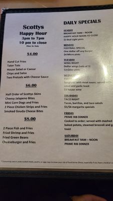 Menu photo 1 Scottys Portland, OR