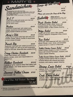 Menu photo 2 Mary's Bar & Grill Longview, WA Menu photo 2 Mary's Bar & Grill Longview, WA