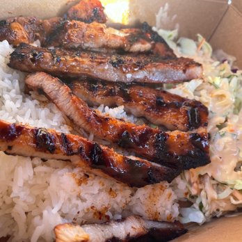 Caribbean Haven - grilled pork belly with their default spicy slaw and rice - Caribbean Near Me - Ventura, California
