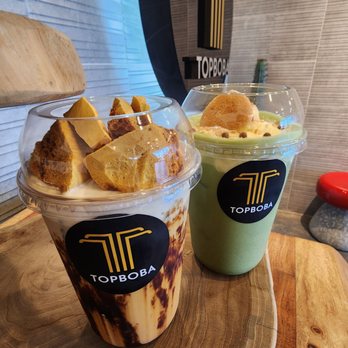 Top Boba - Brown sugar honeycomb and Banana pudding matcha - Bubble Tea Near Me - Las Vegas, Nevada Top Boba - Brown sugar honeycomb and Banana pudding matcha - Bubble Tea Near Me - Las Vegas, Nevada