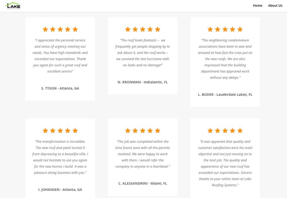 Slide of Lake Roofing Systems