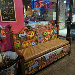 La Casa De Juana - Gorgeous carved, painted bench