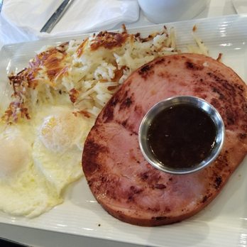 Over Easy - Gilbert - Over Easy Ham Steak the Sauce is light and gives it that extra yum - Breakfast & Brunch Near Me - Gilbert, Arizona