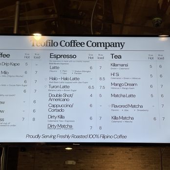 Teofilo Coffee Company - Coffee menu - Coffee & Tea Near Me - Carson, California