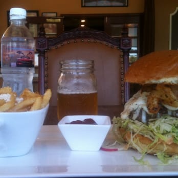 Anepalco - Surf & Turf burger with a draft pilsner to wash it down. - Mexican Near Me - Orange, California