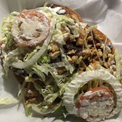 Mi Quetzal Restaurant - Chicken tostadas, slightly disheveled on drive home(very good)
