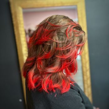 Curl Cottage - Fire Red Highlighted Ends / Layers by Z Vozza - Hair Salons Near Me - Salem, Oregon Curl Cottage - Fire Red Highlighted Ends / Layers by Z Vozza - Hair Salons Near Me - Salem, Oregon