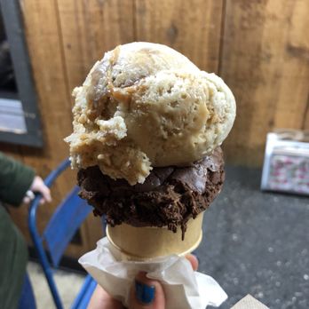 OwowCow Creamery - Banana caramel on top and chocolate salted caramel pecan on the bottom =) - Ice Cream & Frozen Yogurt Near Me - Wrightstown, Pennsylvania OwowCow Creamery - Banana caramel on top and chocolate salted caramel pecan on the bottom =) - Ice Cream & Frozen Yogurt Near Me - Wrightstown, Pennsylvania