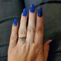 Powered dip with tips coffin shaped. Elegant Manicure & Pedicure Powered dip with tips coffin shaped. Elegant Manicure & Pedicure