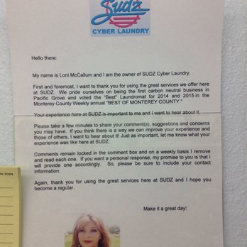 SUDZ Cyber Laundry - The owner genuinely loves her customers too. We talked for several minutes before she left for the night and a well deserved dinner. - Laundry Services Near Me - Pacific Grove, California