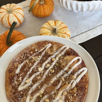 Crazy Tomato - The New Apple Pie Pizza! Apple Pie Filling on a thin sheet of cinnamon with a crumbled struesel cookie and icing on top... Perfect for Fall! - Italian Near Me - Allen, Texas