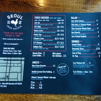 Seoul Fried Chicken - Menu - Korean Near Me - Edmonton, Alberta
