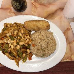 Asian Cuisine - C14. Kung Pao Chicken w fried rice and one egg roll no dipping sauce