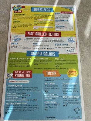Menu photo 2 Chuy's Huntsville, AL