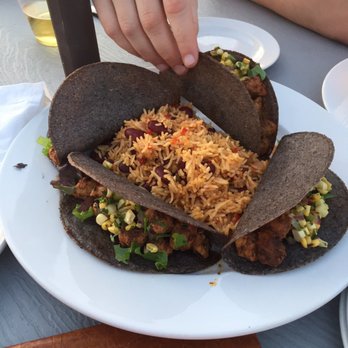 Belmont Vineyards - a plate of tacos with rice and vegetables - Wineries Near Me - Leaburg, Missouri