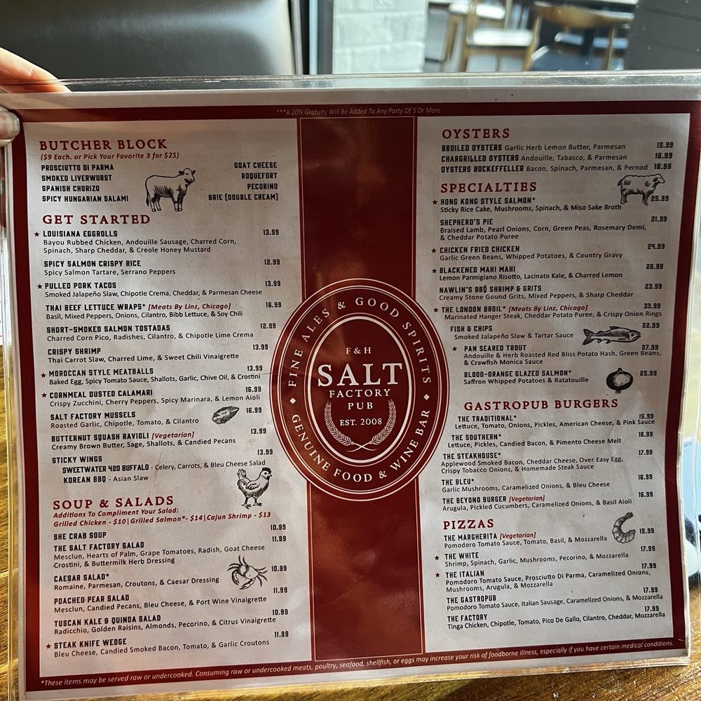 Salt Factory Pub - Menu - Gastropubs Near Me - Alpharetta, Georgia Salt Factory Pub - Menu - Gastropubs Near Me - Alpharetta, Georgia