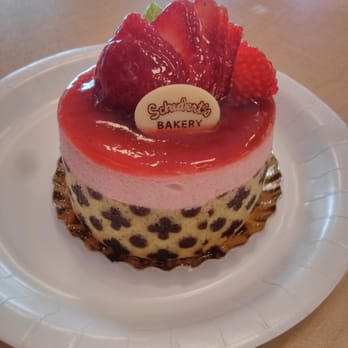 Schubert's Bakery - Strawberry Mousse Cake: so disappointed; bottom patterned layer was DRY & top jelly layer was sour. - Bakeries Near Me - San Francisco, California Schubert's Bakery - Strawberry Mousse Cake: so disappointed; bottom patterned layer was DRY & top jelly layer was sour. - Bakeries Near Me - San Francisco, California