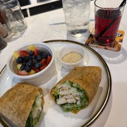 Chicken Caesar Wrap with fruit salad Chicken Caesar Wrap with fruit salad